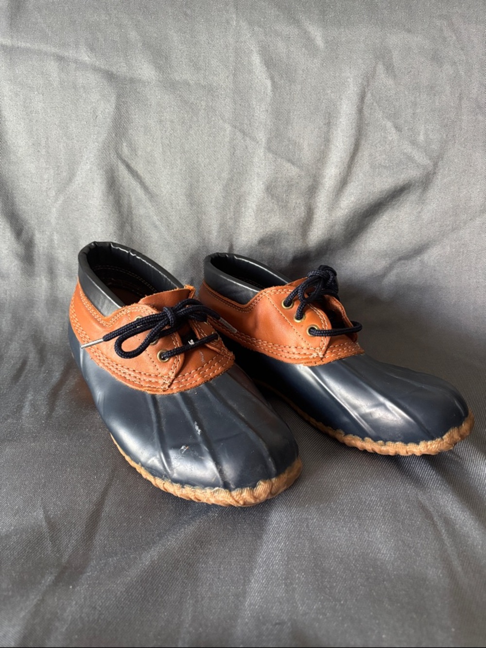 Women’s Navy and Brown Duck Shoes - Classic Lace-Up Waterproof